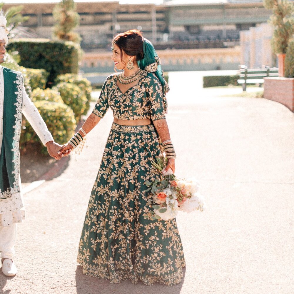 Indian Wedding Lengha in Emerald Green